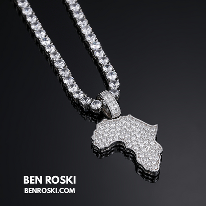 Africa Map Moissanite Pendant Sterling Silver or Gold/Rose Gold Plated | VVS Moissanite | GRA Certified