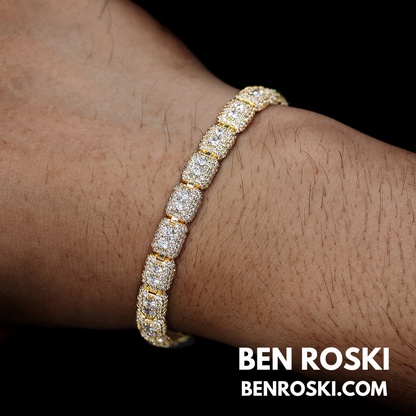 7MM Moissanite Cluster Link Bracelet – 7-Inch & 8-Inch | 925 Sterling Silver | GRA Certified | Gold & Rose Gold Plated