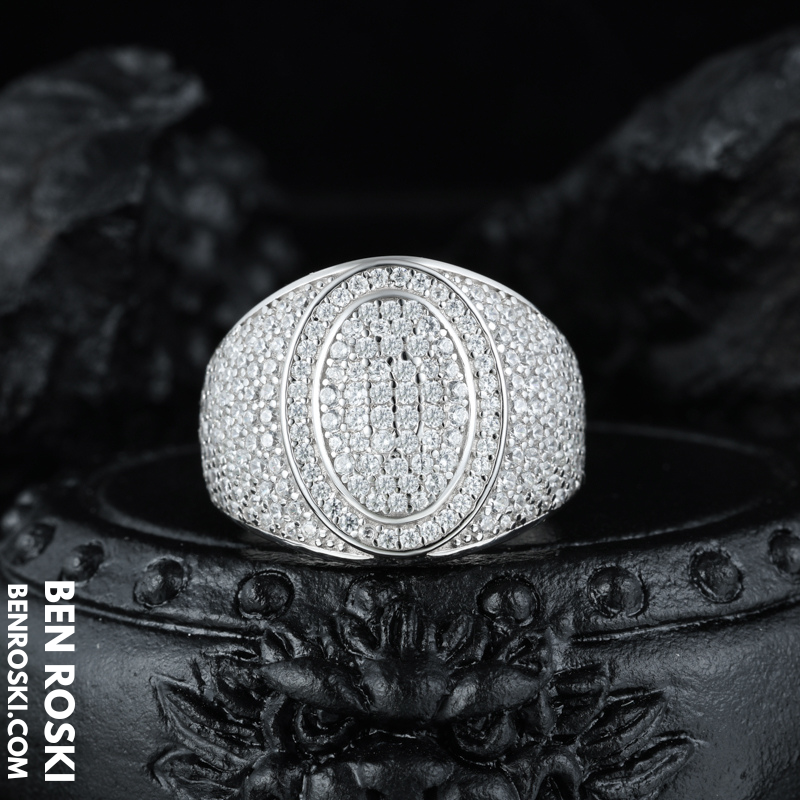 Round Micro-Pavé Moissanite Ring Sterling Silver, Gold & Rose Gold | VVS Moissanite | GRA Certified