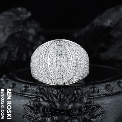 Round Micro-Pavé Moissanite Ring Sterling Silver, Gold & Rose Gold | VVS Moissanite | GRA Certified