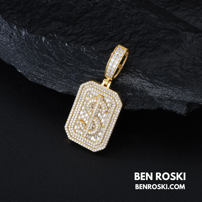 Iced-Out Dollar Sign Pendant sterling Silver or Gold Plated | VVS Moissanite | GRA Certified