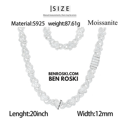 Heart Baguette Moissanite Necklace Sterling Silver, Gold & Rose Gold | GRA Certified