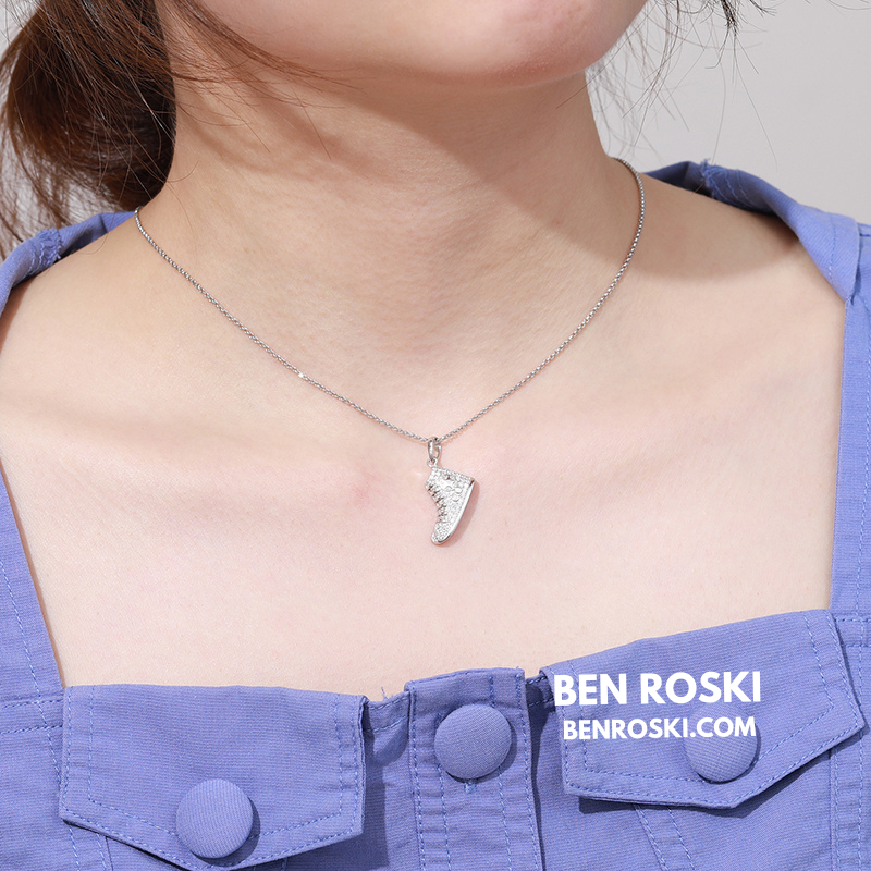 Sneaker Pendant Sterling Silver or Gold / Rose Gold Plated | VVS Moissanite | GRA Certified