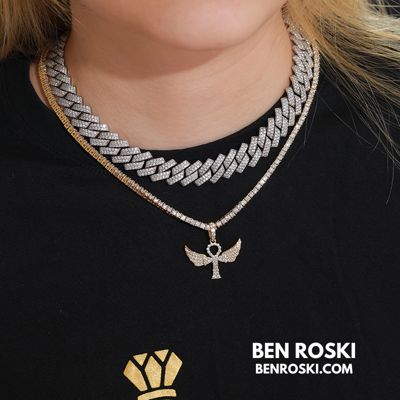 Angel Cross Pendant Necklace Sterling Silver or Gold/Rose Gold Plated | VVS Moissanite | GRA Certified