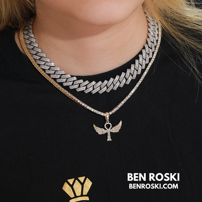 Angel Cross Pendant Necklace Sterling Silver or Gold/Rose Gold Plated | VVS Moissanite | GRA Certified