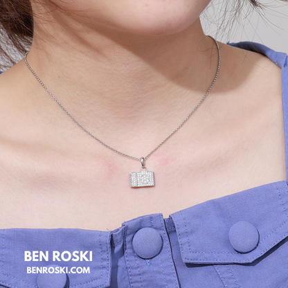 Camera Pendant Necklace Sterling Silver or Gold / Rose Gold Plated | VVS Moissanite | GRA Certified