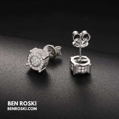 Round Cluster Stud Earrings Sterling Silver, Gold, or Rose Gold | VVS Moissanite | GRA Certified