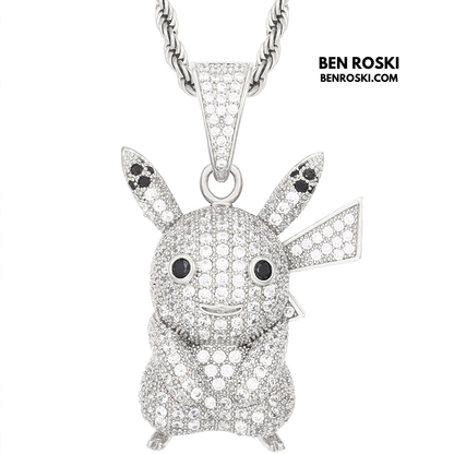 Iced-Out Pikachu Moissanite Pendant – Sterling Silver | Gold, Silver & Rose Gold | GRA Certified