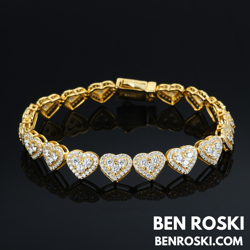 8MM Heart Moissanite Bracelet Sterling Silver, Gold, or Rose Gold | GRA Certified