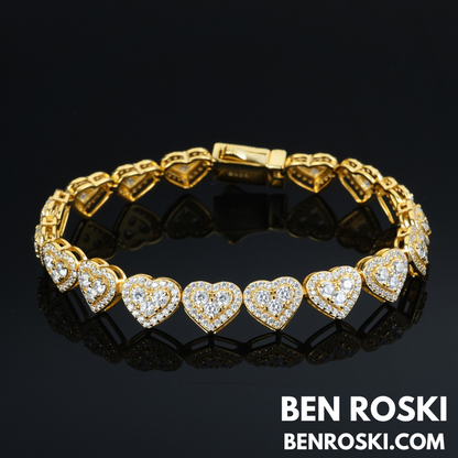 8MM Heart Moissanite Bracelet Sterling Silver, Gold, or Rose Gold | GRA Certified