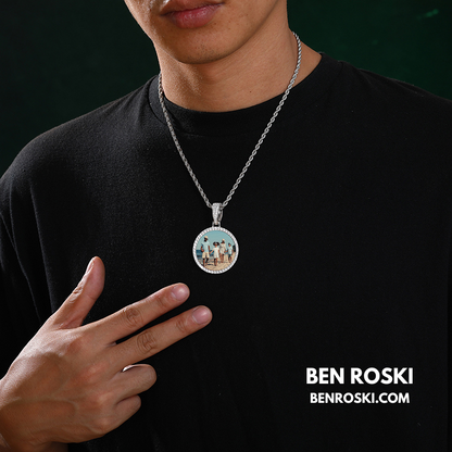 Custom Photo Round Pendant Sterling Silver or Gold/Rose Gold Plated | VVS Moissanite | GRA Certified