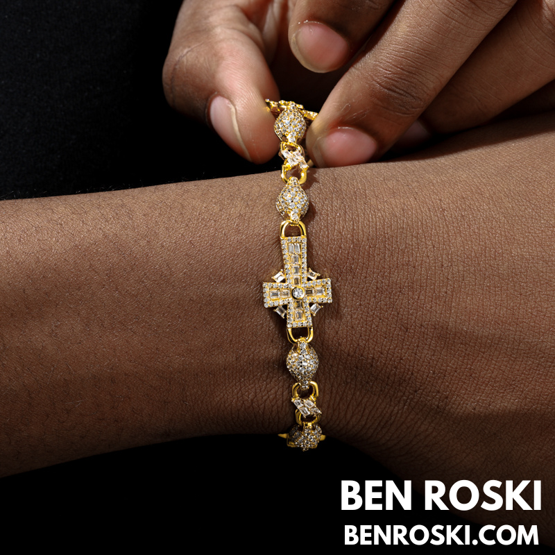 Moissanite Cross Link Bracelet Sterling Silver, Gold, or Rose Gold | VVS Moissanite | GRA Certified