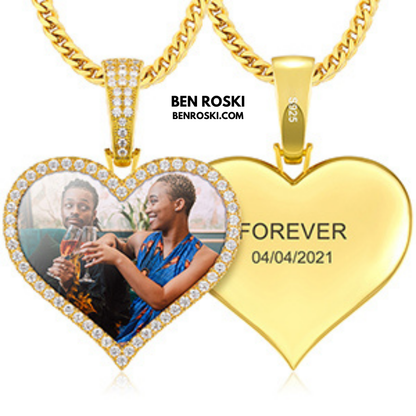 Custom Heart Photo Pendant Sterling Silver, Gold, or Rose Gold | vvs Moissanites | Personalized