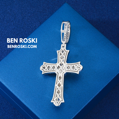 Crucifix Moissanite Cross Pendant Sterling Silver, Gold & Rose Gold | VVS Moissanite | GRA Certified