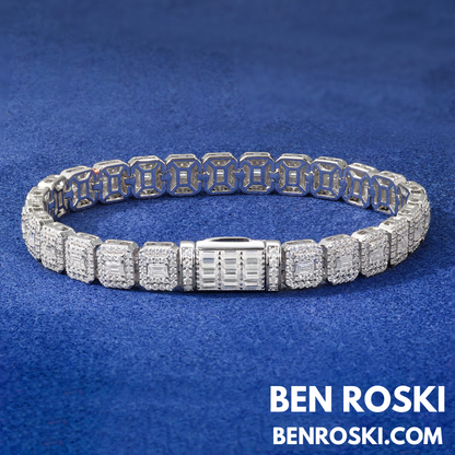 Square Moissanite Cluster Bracelet Sterling Silver | Gold & Rose Gold Plated | GRA Certified