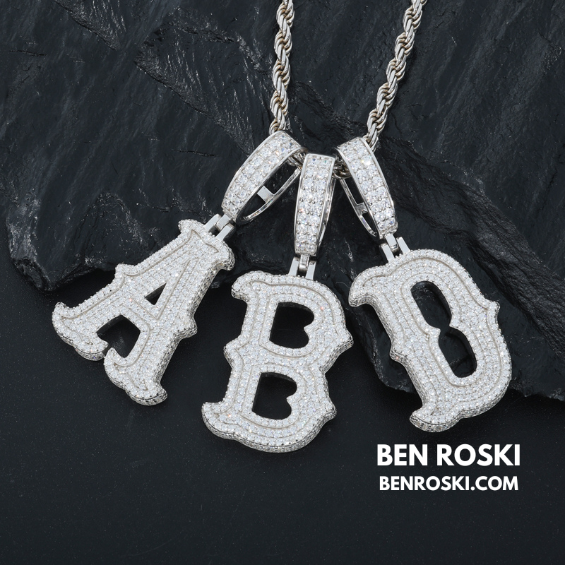 Iced-Out Moissanite Initial Pendant Sterling Silver | Gold, Silver & Rose Gold | VVS Moissanite | GRA Certified