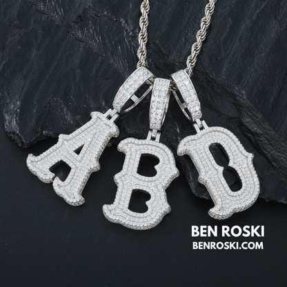 Iced-Out Moissanite Initial Pendant Sterling Silver | Gold, Silver & Rose Gold | VVS Moissanite | GRA Certified