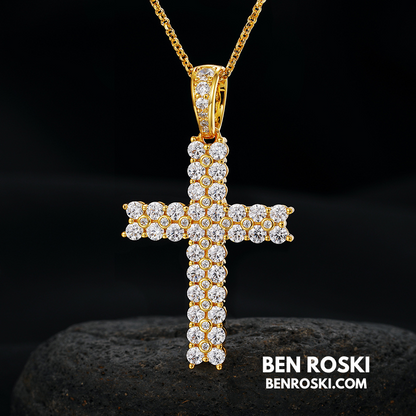 Moissanite Cross Pendant Necklace Sterling Silver, Gold & Rose Gold Plated | VVS Moissanite | GRA Certified
