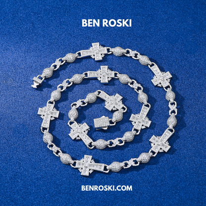 Cross Link Moissanite Necklace Sterling Silver, Gold & Rose Gold | GRA Certified