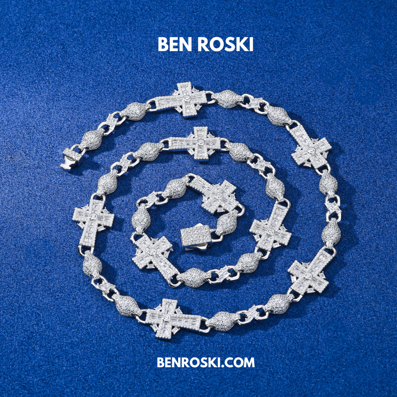 Cross Link Moissanite Necklace Sterling Silver, Gold & Rose Gold | GRA Certified