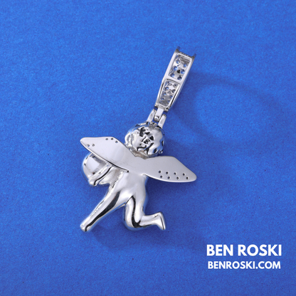 Angel Money Bag Pendant Sterling Silver or Gold & Rose Gold Plated | VVS Moissanite | GRA Certified