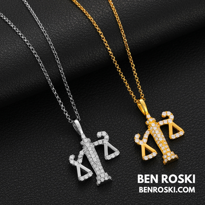 Scales of Justice Pendant Sterling Silver, Gold, or Rose Gold | VVS Moissanite | GRA Certified