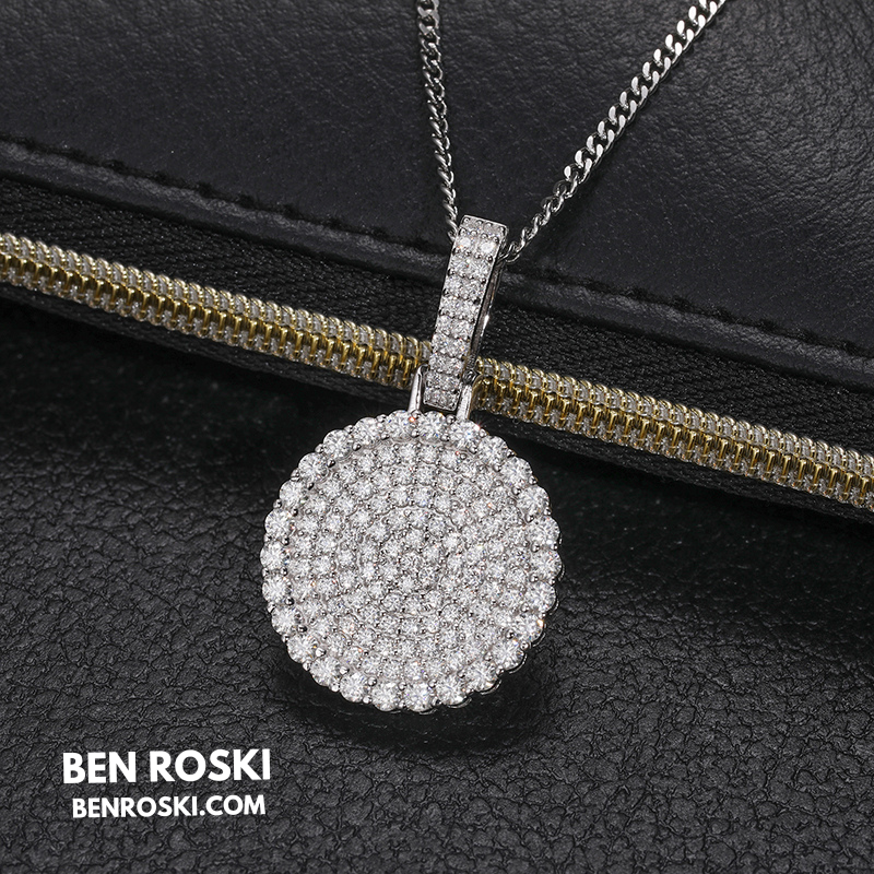 Round Cluster Moissanite Pendant Sterling Silver, Gold & Rose Gold | VVS Moissanite | GRA Certified