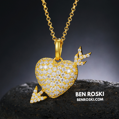 Heart Arrow Moissanite Pendant Sterling Silver, Gold & Rose Gold | VVS Moissanite | GRA Certified