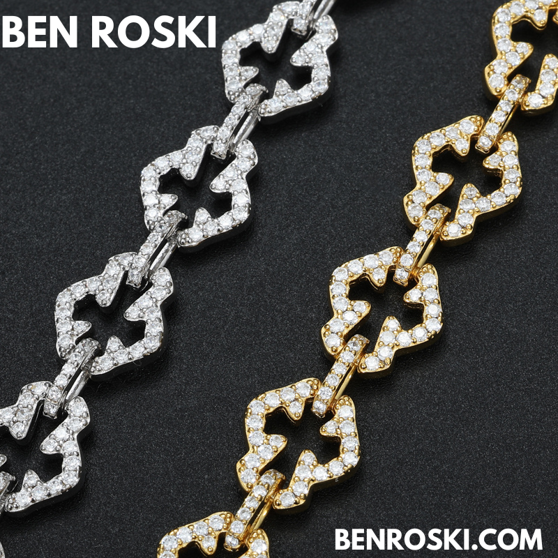 Moissanite Clover Link Bracelet Sterling Silver, Gold & Rose Gold | VVS Moissanite | GRA Certified