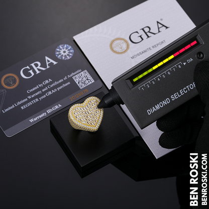 Heart Baguette Moissanite Ring Sterling Silver, Gold Plated or Rose Gold | GRA Certified