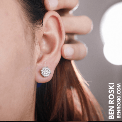 Round Cluster Stud Earrings – VVS1 Moissanite | GRA Certified