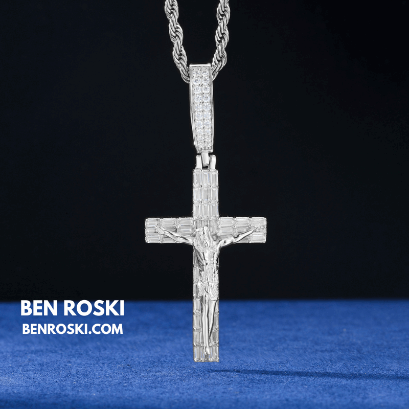 Jesus Crucifix Cross Pendant – 63MM Height |  VVS1 Moissanite | GRA Certified
