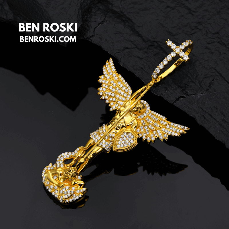 Archangel Michael Pendant – 77MM Height |  VVS1 Moissanite | GRA Certified
