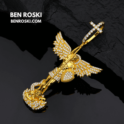 Archangel Michael Pendant – 77MM Height |  VVS1 Moissanite | GRA Certified