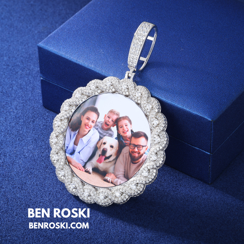 Custom Moissanite Photo Pendant Sterling Silver or Gold/Rose Gold Plated | VVS Moissanite | GRA Certified