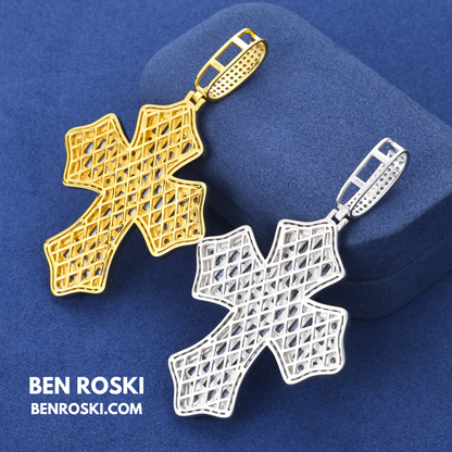 Moissanite Cross Pendant Sterling Silver or Gold & Rose Gold Plated | VVS Moissanite | GRA Certified