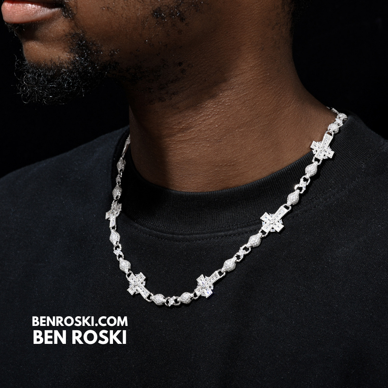 Cross Link Moissanite Necklace Sterling Silver, Gold & Rose Gold | GRA Certified