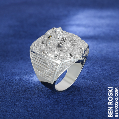 Lion Head Moissanite Ring Sterling Silver, Gold & Rose Gold | VVS Moissanite | GRA Certified