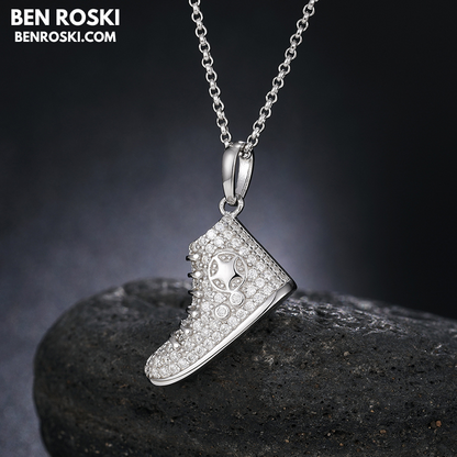 Sneaker Pendant Sterling Silver or Gold / Rose Gold Plated | VVS Moissanite | GRA Certified