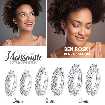 Hoop Earrings Sterling Silver, Gold, or Rose Gold | VVS Moissanite | GRA Certified