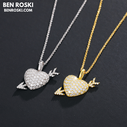 Heart Arrow Moissanite Pendant Sterling Silver, Gold & Rose Gold | VVS Moissanite | GRA Certified