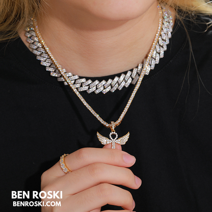 Angel Cross Pendant Necklace Sterling Silver or Gold/Rose Gold Plated | VVS Moissanite | GRA Certified