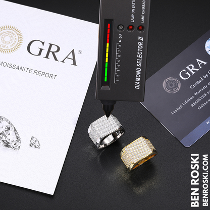 Rectangle Micro-Pavé Moissanite Ring Sterling Silver | Gold & Rose Gold | VVS Moissanite | GRA Certified