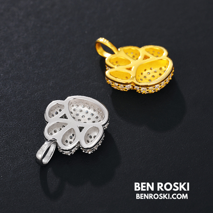 Moissanite Paw Print Pendant Necklace | Sterling Silver, Gold, or Rose Gold | VVS1 | GRA Certified