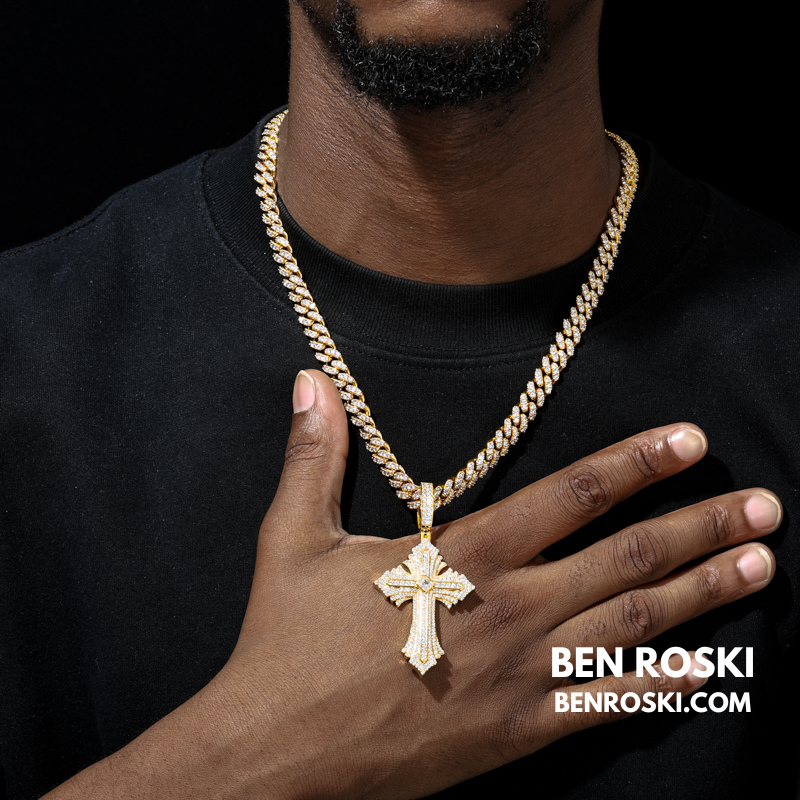 Moissanite Cross Pendant Sterling Silver, Gold, or Rose Gold | VVS Moissanite | GRA Certified