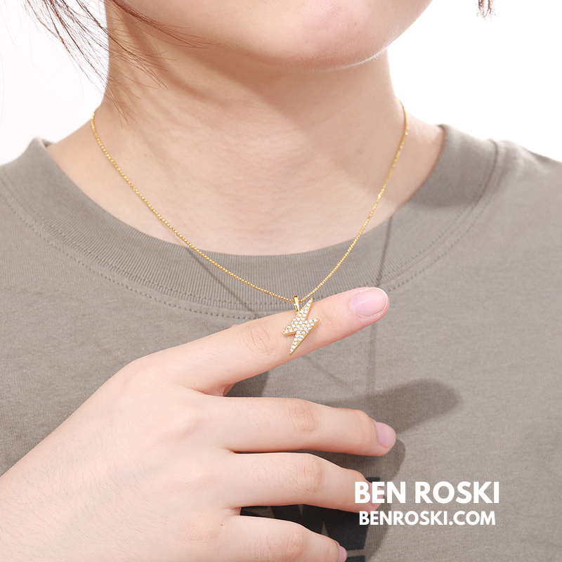 Lightning Bolt Moissanite Pendant | Sterling Silver, Gold & Rose Gold | GRA Certified