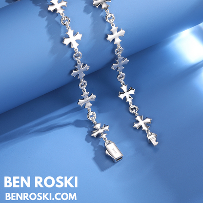 12MM Moissanite Cross Link Chain Sterling Silver, Gold, or Rose Gold | GRA Certified