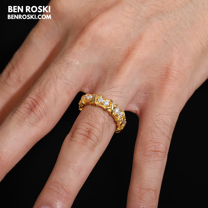 Criss-Cross Eternity Band Stuhrling Silver or Gold & Rose Gold | VVS Moissanite | GRA Certified