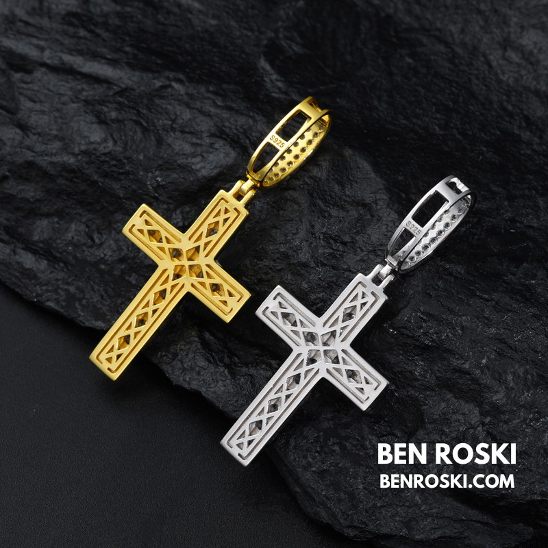 Moissanite Cross Pendant Sterling Silver, Gold & Rose Gold | VVS Moissanite | GRA Certified