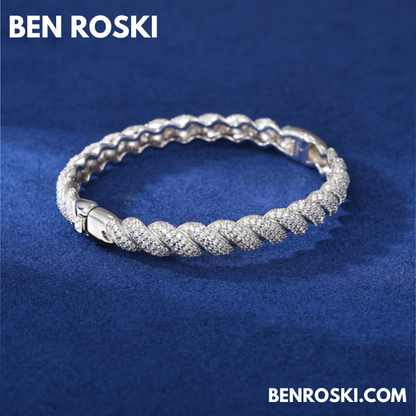 Baguette Moissanite Open Bangle Sterling Silver, Gold Plated & Rose Gold Plated over 925 Silver | GRA Certified